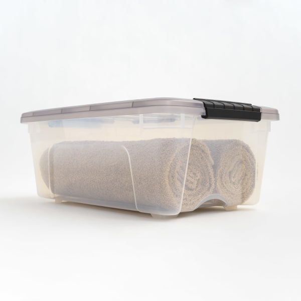 Iris Stack & Pull Storage Box, 3.14 Gallon, Clear/Gray