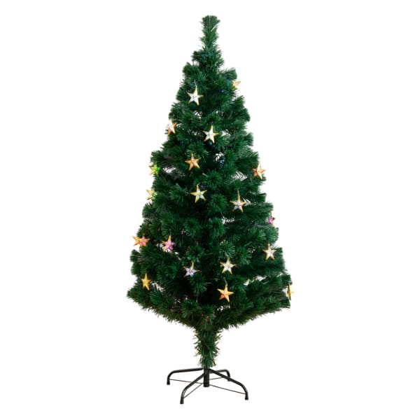Nearly Natural Pine 60inH Artificial Fiber Optic Christmas Tree With Star-Shaped LED Lights, 60inH x 26inW x 26inD, Green