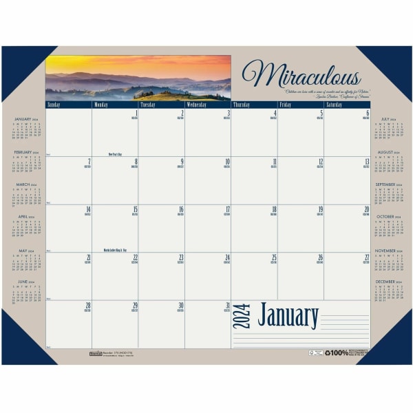 House of Doolittle Earthscapes Motivational Desk Pad - Julian Dates - Monthly- January 2024 - December 2024 - HOD175