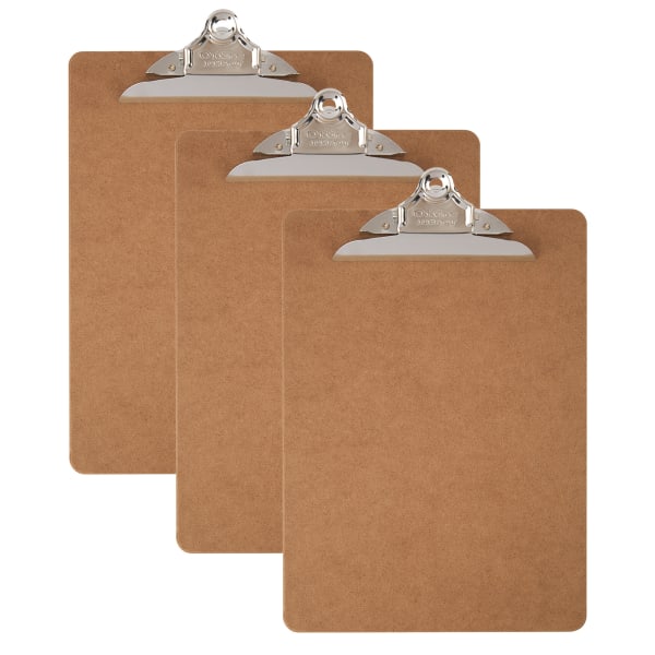 Office Depot Brand Wood Clipboards, 9inx 12-1/2in, 100% Recycled Wood, Pack Of 3