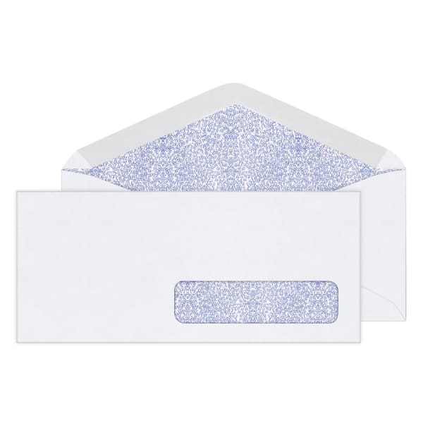 Office Depot Brand #10 Security Envelopes, Right Window, 4-1/8in x 9-1/2in, Gummed Seal, White, Box Of 500