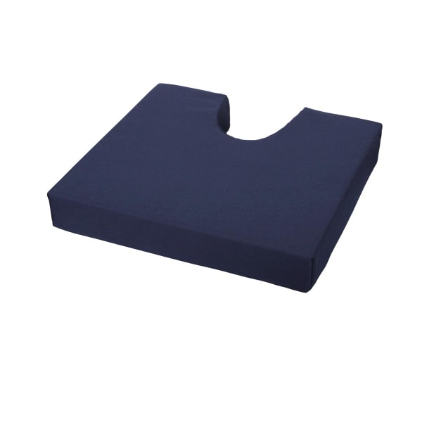 Medline Pressure-Redistribution Foam Cushions, Coccyx Cut-Out, 3inH x 18inW x 16inD, Blue, Pack Of 4