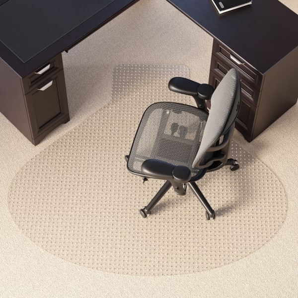 Realspace Low Pile Chair Mat For L-Shaped Workstations, 66in x 60in, Clear