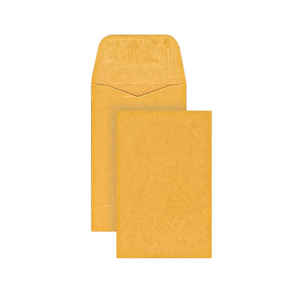Office Depot Brand Coin Envelopes, 2-1/4in x 3-1/2in, Gummed Seal, Manila, Box Of 500
