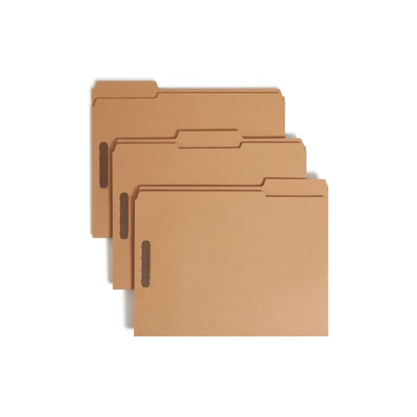 Smead Kraft Reinforced Tab Fastener Folders, Letter Size, 1/3 Cut, Pack Of 50