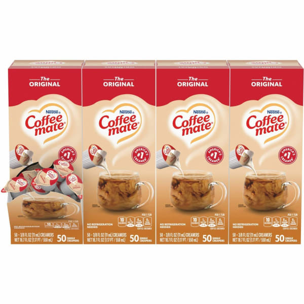 Nestle Coffee-mate Single Serve Liquid Creamer, Original Flavor, 0.38 Oz, Carton Of 200