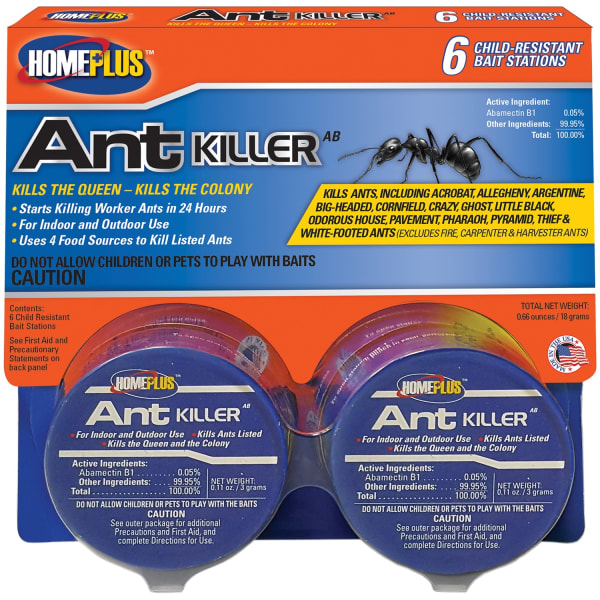 Home Plus Ant Killer Bait Stations With Abamectin B1, 4 Oz, Blue, Pack Of 6 Stations