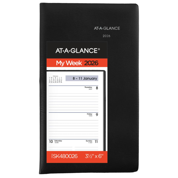 AT-A-GLANCE DayMinder 2026 Weekly Planner, Black, Pocket, 3 1/2in x 6in