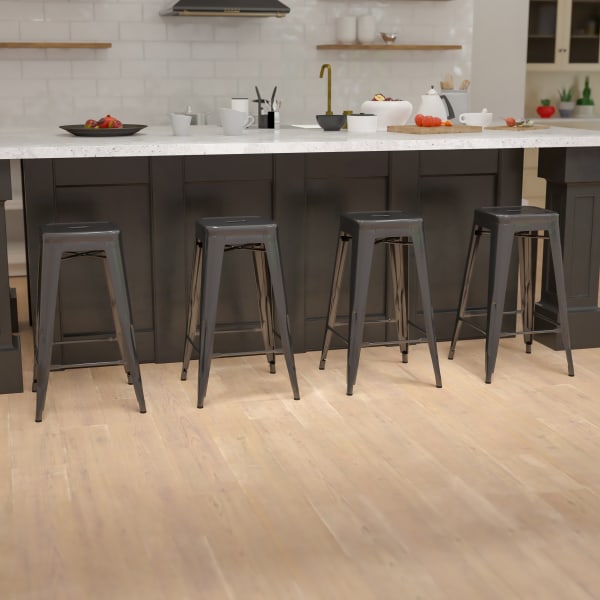 Flash Furniture 30in Metal Indoor Bar Stools, Set Of 4 Bar Stools, Black