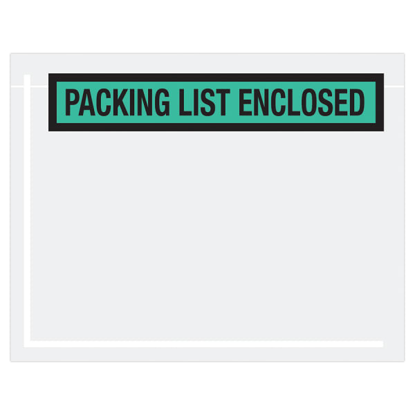 Tape Logic "Packing List Enclosed" Envelopes, Panel Face, 7in x 5 1/2in, Green, Pack Of 1,000