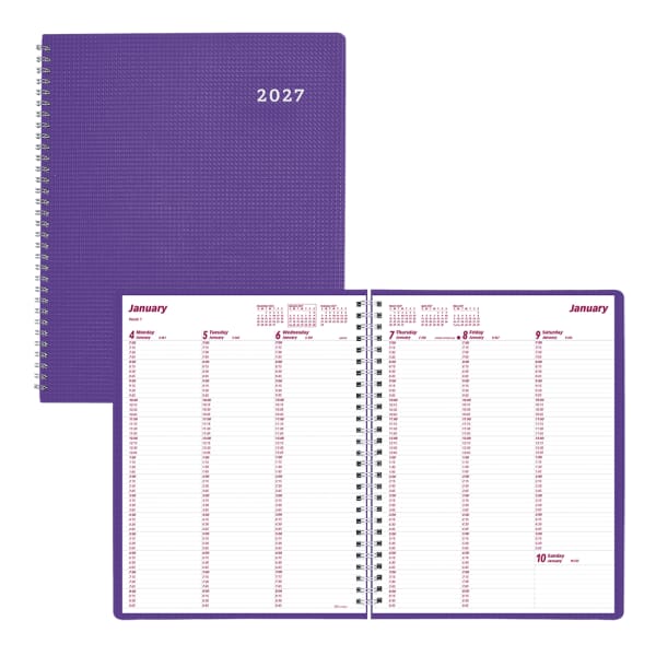 2027 Brownline DuraFlex Weekly Appointment Planner, 11in x 8-1/2in, 100% Recycled, Purple, January To December, CB950V.PUR, Total Qty 1