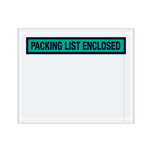 Partners Brand "Packing List Enclosed" Envelopes, Panel Face, 4 1/2in x 5 1/2in, Green, Pack Of 1,000