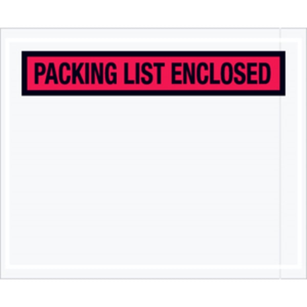 Partners Brand "Packing List Enclosed" Envelopes, Panel Face, 4-1/2in x 5-1/2in, Red, Pack Of 1,000