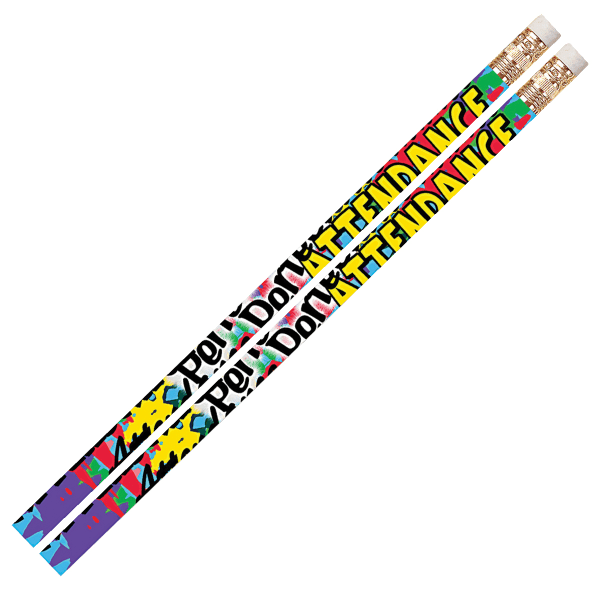 Musgrave Pencil Co. Motivational Pencils, 2.11 mm, #2 Lead, Perfect Attendance, Multicolor, Pack Of 144