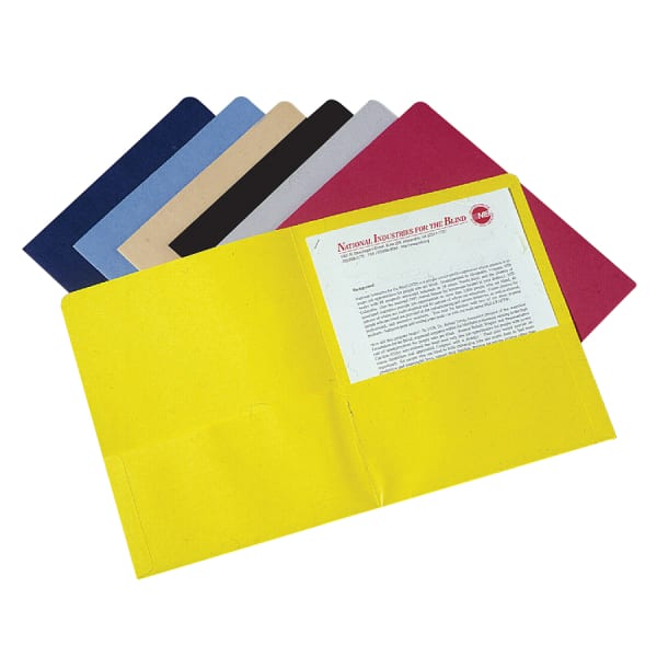 SKILCRAFT Twin Pocket Portfolios, 30% Recycled, Dark Blue, Box Of 25 (AbilityOne 7510-00-584-2489)