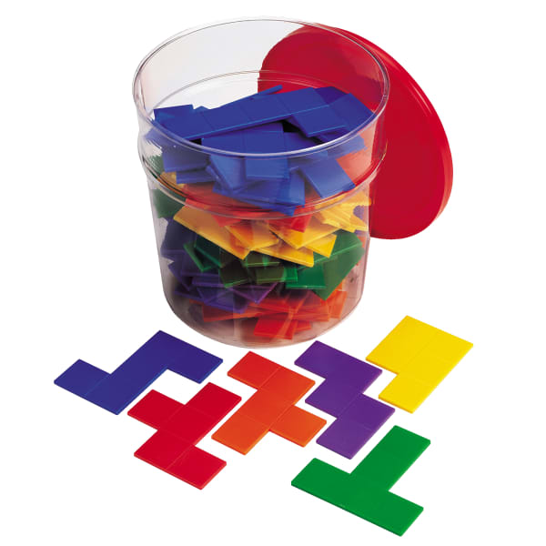 Learning Resources Rainbow Premier Pentominoes, 5 3/4inH x 5 3/4inW x 6 1/4inD, Assorted Colors, Grades 1-8, 12 Pieces Per Pentomino, Pack Of 6 Pentominoes