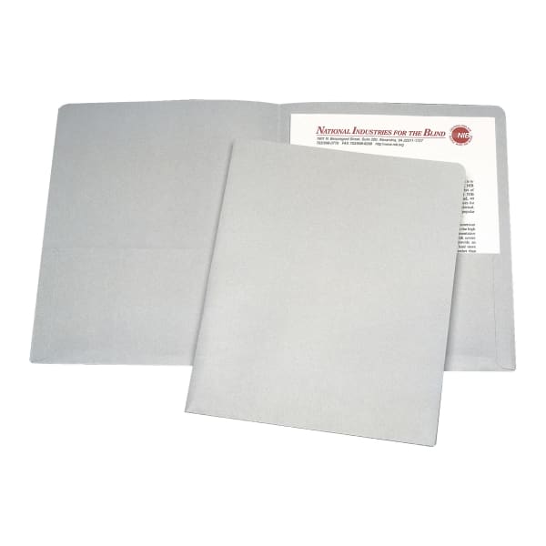 SKILCRAFT Twin Pocket Portfolios, 30% Recycled, Gray, Box Of 25 (AbilityOne 7510-00-584-2491)
