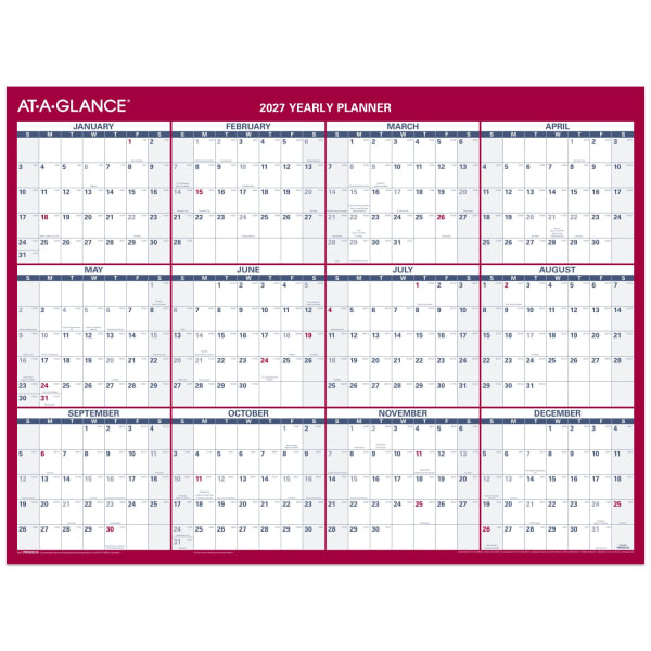 AT-A-GLANCE 2027 Vertical Horizontal Reversible Erasable Yearly Wall Calendar, Small, 12in x 16in