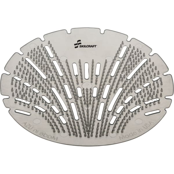SKILCRAFT Deodorizing Urinal Screen - Lasts upto 45 Days - Anti-splash, Clog Remover, Deodorizer - 10 / Box - Gray