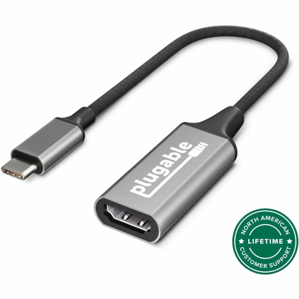 Plugable USB C to HDMI adapter, HDMI 2.0, USB4 / Thunderbolt Adapter for 4K Monitor up to 4K 60Hz - Phone 15+, iPad Pro, Macbook Pro, Dell XPS, Surface Laptop, Lenovo Flex 5, HP Elite Folio - Driverless