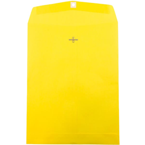 JAM Paper Open-End 10in x 13in Catalog Envelopes, Clasp Closure, Yellow, Pack Of 25 Envelopes