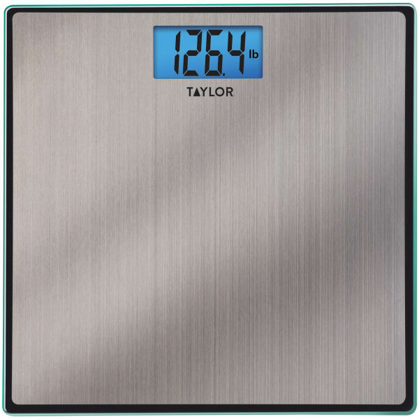 Taylor Precision Easy-To-Read 400 lb Capacity 74074102 Bathroom Scale, 11-13/16inH x 11-13/16inW x 2inD, Silver