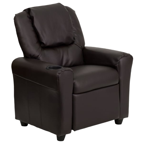 Flash Furniture Contemporary Kids Recliner With Cup Holder And Headrest, Brown
