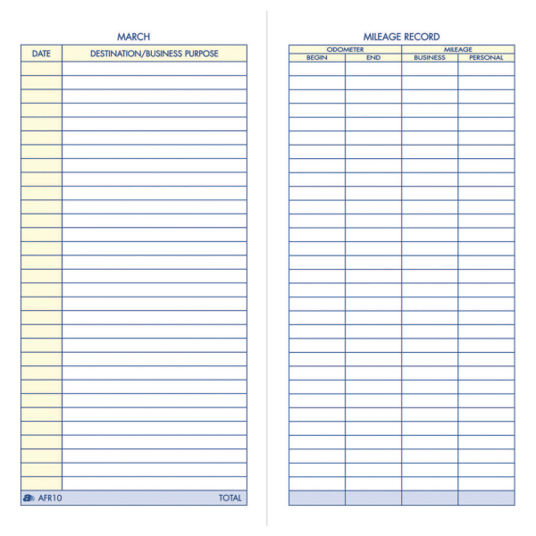 Adams Vehicle Mileage Book, 3 1/4in x 6 1/4in