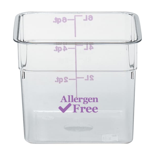 Cambro Camwear 6-Quart CamSquare Storage Containers, Allergen-Free Purple, Set Of 6 Containers