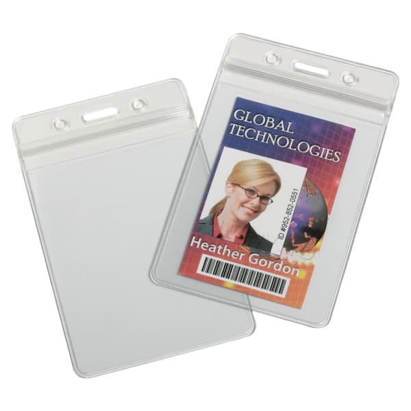 SKILCRAFT Resealable Badge Holders, 3-3/4inH x 2-5/8inW, Clear, Box Of 25