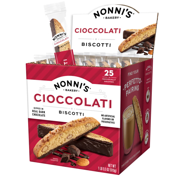 Nonnis Cioccolati Biscotti Cookie Box, Box Of 25 Biscotti