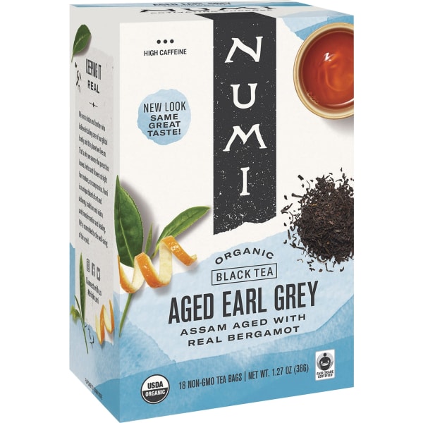 Numi Organic Aged Earl Gray Black Tea, Box Of 18