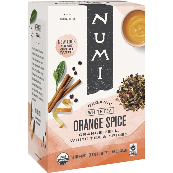 Numi Organic Orange Spice White Tea, Box Of 16