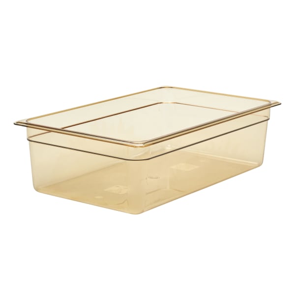 Cambro H-Pan High-Heat GN 1/1 Food Pans, 6inH x 12-3/4inW x 20-7/8inD, Amber, Pack Of 6 Pans