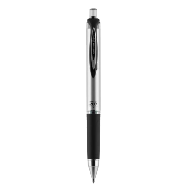 uni-ball RT Retractable Gel Pen, Gel Impact, Bold Point, 1.0 mm, Gray Barrel, Black Ink