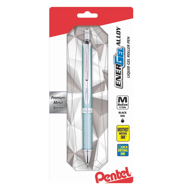 EnerGel Alloy RT Gel Pen, Medium Point, 0.7 mm, Turquoise Barrel, Black Ink
