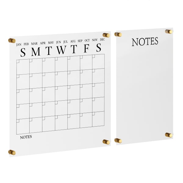 Martha Stewart Grayson Acrylic Monthly Wall Calendar And Notes Board, 18in x 18in, Clear/Black, Undated
