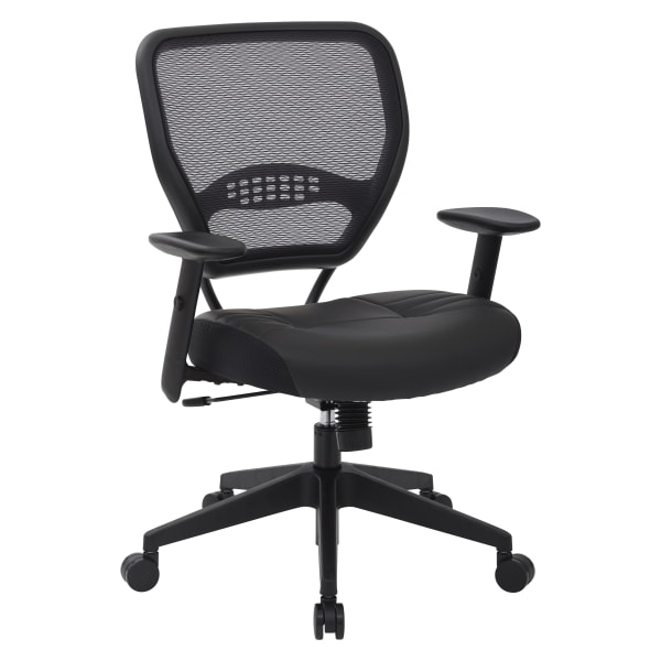 Office Star Space Seating Bonded Leather Mid-Back Chair, Black