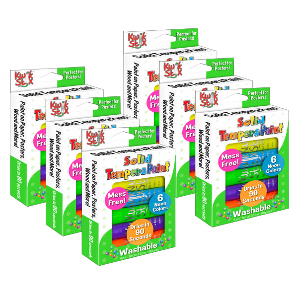 The Pencil Grip Kwik Stix Solid Tempera Paint Sticks, 10 mL, Neon Colors, Pack Of 6 Sticks, Set Of 6 Packs
