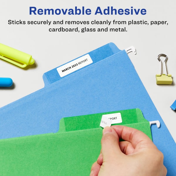 Avery Removable Labels With Sure Feed, 94204-RMP15, Rectangle, 1/2in x 1-3/4in, White, Pack Of 900 Labels