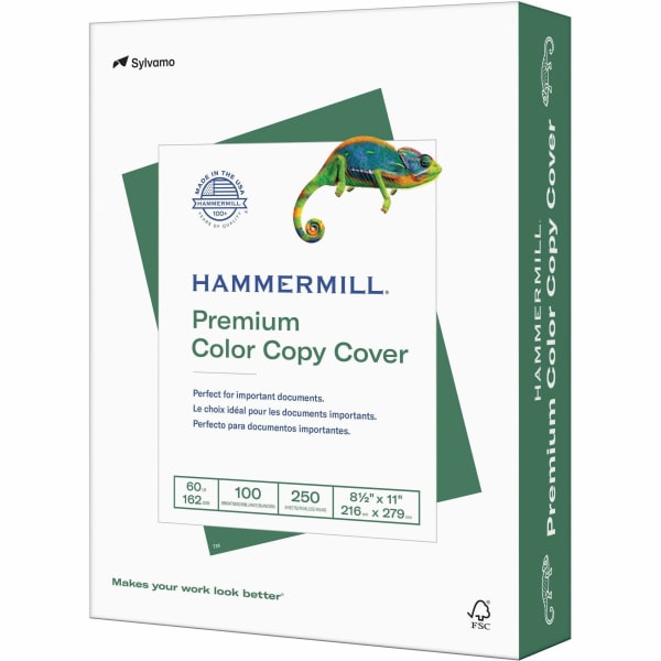 Hammermill Color Card Stock, White, Letter (8.5in x 11in), 60 Lb, Pack Of 250