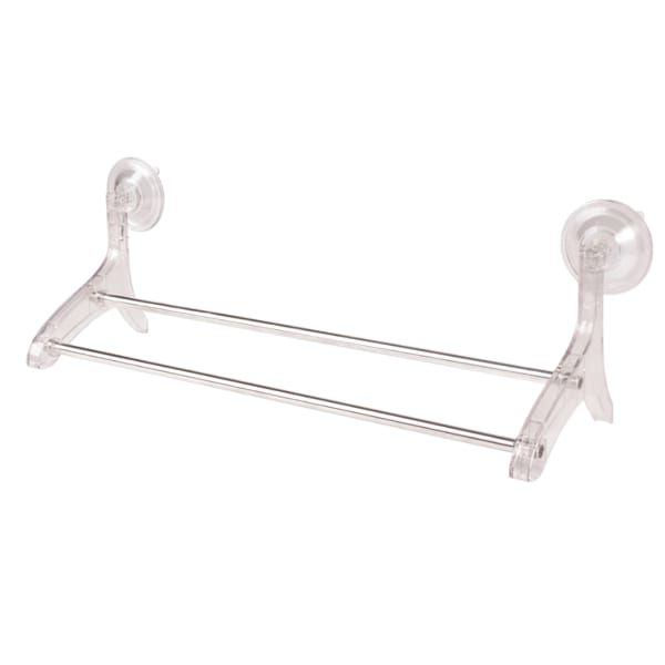 Better Houseware Suction-Cup Double Towel Bar, 6-3/8inH x 5-3/8inW x 21-3/16inD, Clear