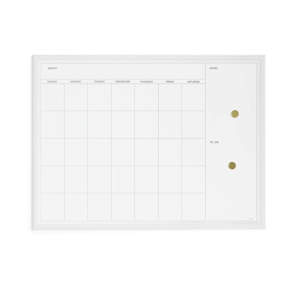 U Brands Magnetic Dry-Erase Monthly Calendar Board, 40in X 30in, White Decor Frame (2918U00-01)
