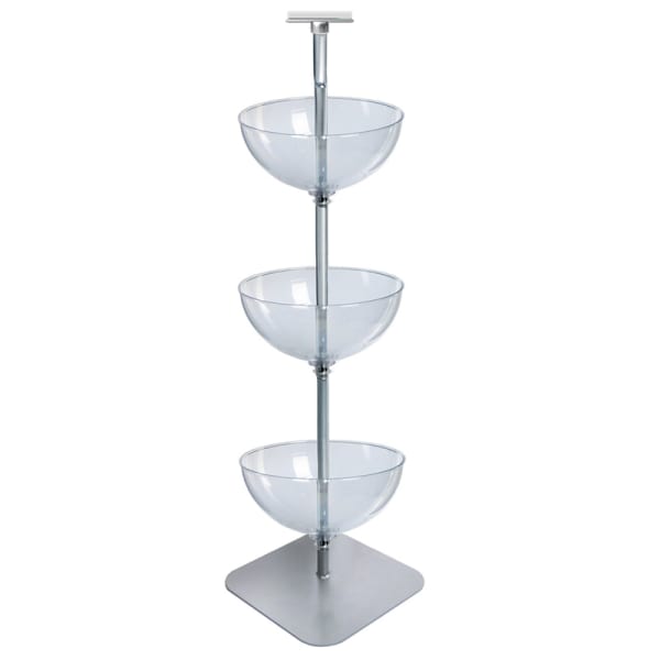 Azar Displays 3-Tiered Bowl Display, 16inD Bowls, Clear