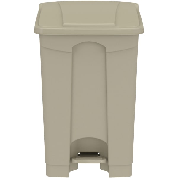 Safco Plastic Step-on Waste Receptacle - 12 gal Capacity - Foot Pedal, Lightweight, Easy to Clean - 23.8in Height x 15.8in Width x 16in Depth - Plastic - Tan - 1 / Carton