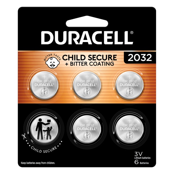 Duracell 2032 3V Lithium Coin Batteries, Pack of 6