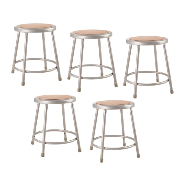 National Public Seating Hardboard Task Stool 18inH, Gray Seat/Gray Frame, Set of 5