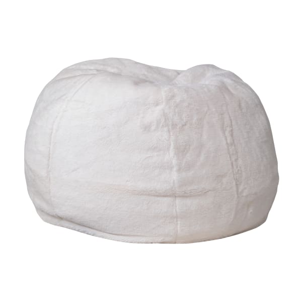 Flash Furniture Small Bean Bag Chair For Kids And Teens, White Furry