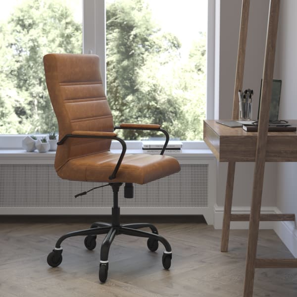 Flash Furniture Whitney Ergonomic Faux Leather High-Back Executive Swivel Office Chair, Brown/Black