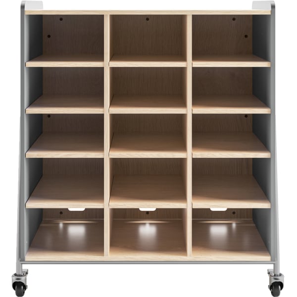 Safco Whiffle Triple-Column 15-Shelf Rolling Storage Cart, 48inH x 43-1/4inW x 19-3/4inD, Gray